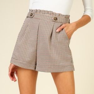 Plaid Cuffed Button Shorts